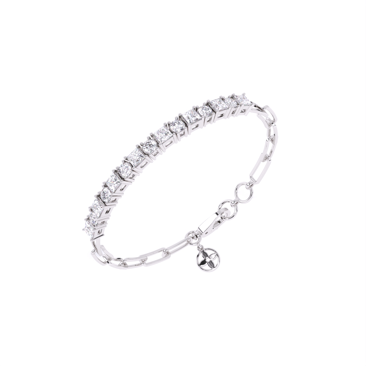 Princess & Round Cut Diamond Bracelet